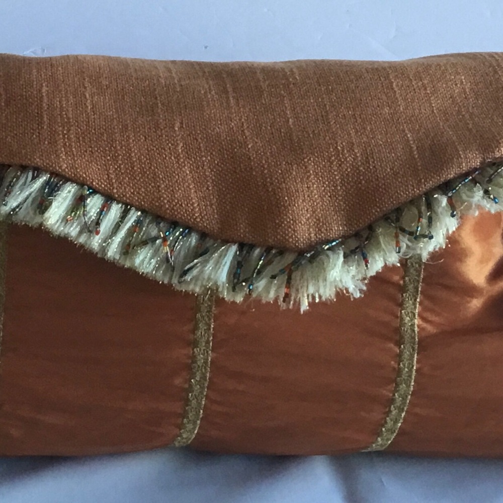 Pillow, small envelope, reversible in orange fabrics. Insert